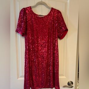 Hot pink sequined dress